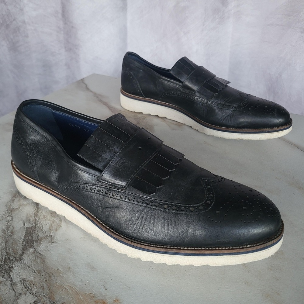 Marc Horvati Brogue Kiltie Shoes Mens Size 11 Black Leather Wingtip Loafers